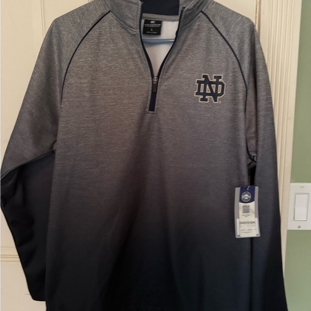 Gray and Black Notre Dame Quarter-Zip Pullover